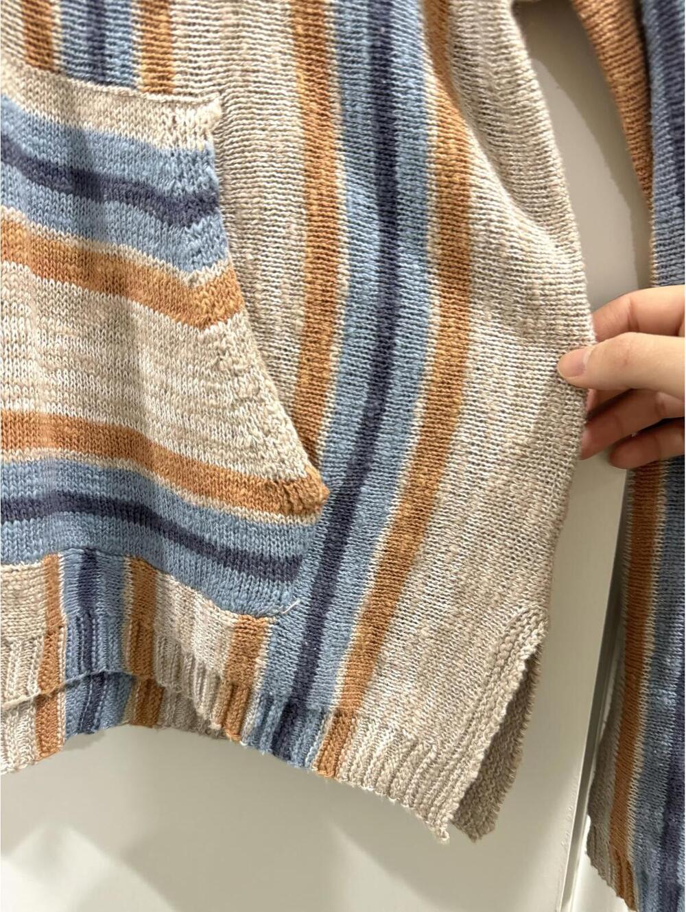 Lucky Brand Baja Beach Hoodie Surf Stripe Cotton Knit Beach Pullover Small - Picture 6 of 9
